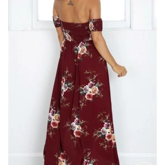 Floral High Low Off-Shoulder Dress - Picture 2 of 7